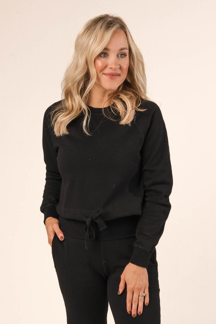 Tie Waist Raglan Pullover