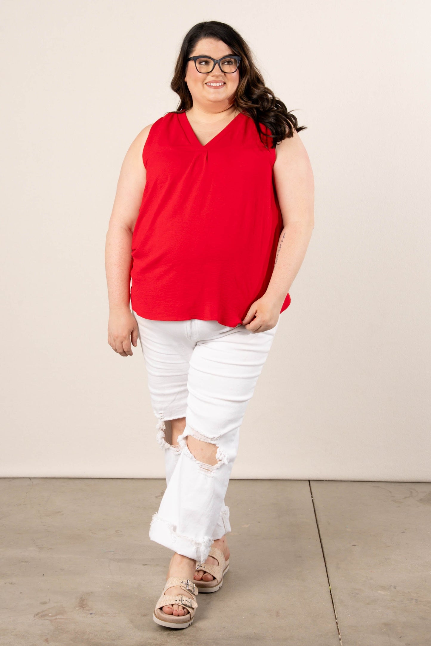 Pleat Front Sleeveless Blouse *Final Sale*