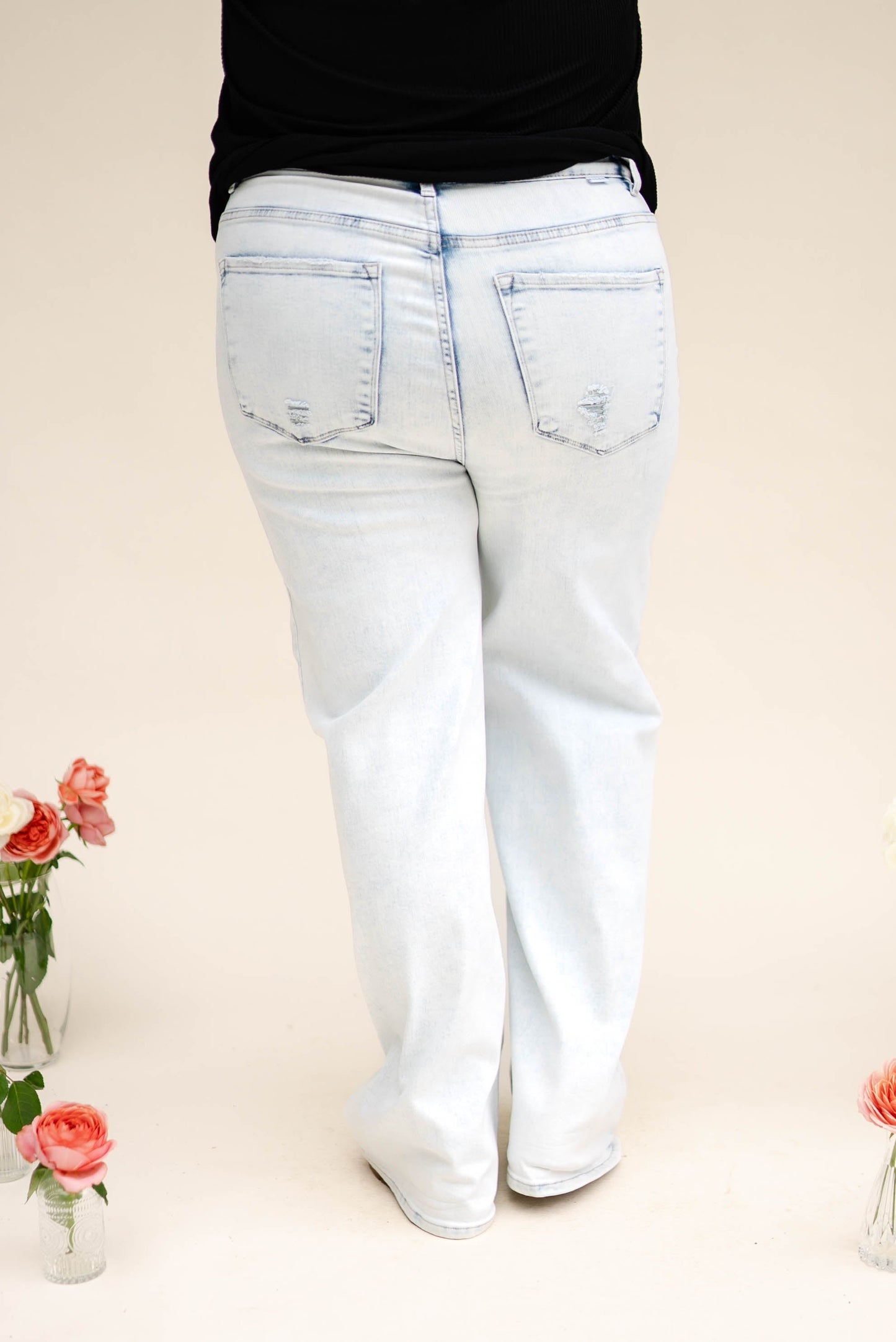 Risen Denim | Julia High Rise Acid Washed Wide Leg Jeans