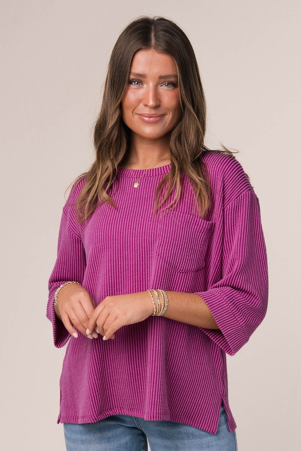 Ribbed Dolman Pocket Top *Final Sale*