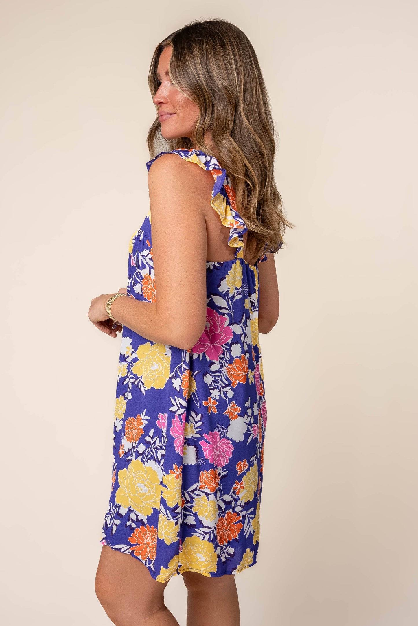 Floral Ruffle Shoulder Dress *Final Sale*