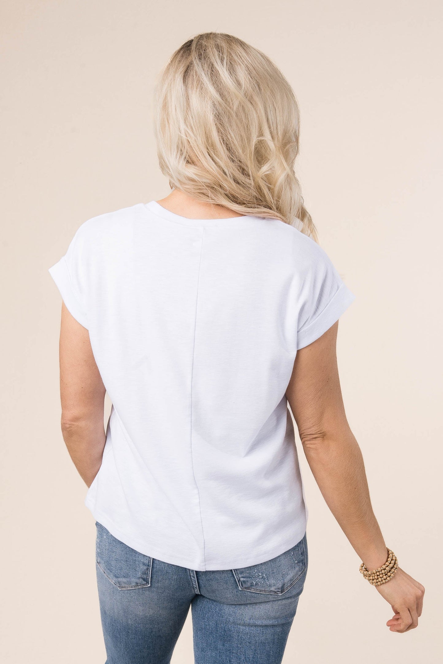 Slub Knit Cuffed Sleeve Top
