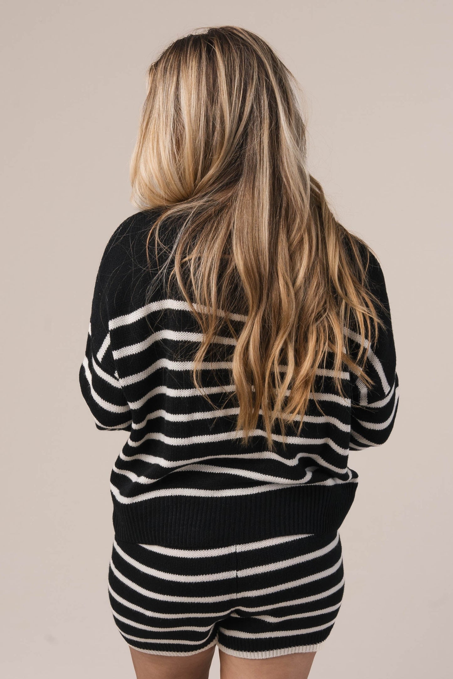 Striped Sweater + Shorts Lounge Set