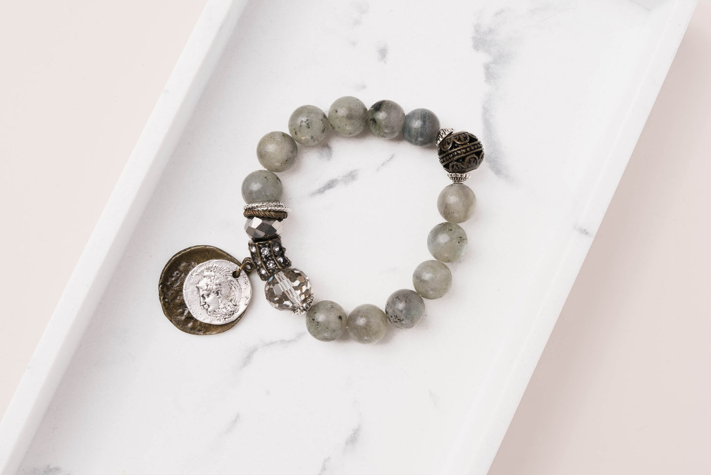 Vintage Stone + Charm Bracelet