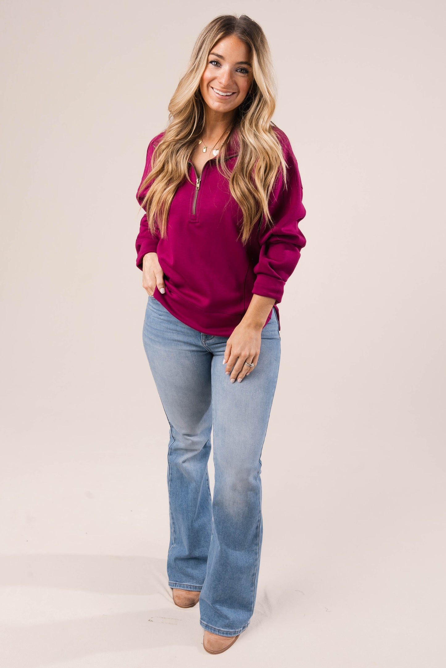 Seamed Half Zip Pullover *Final Sale*