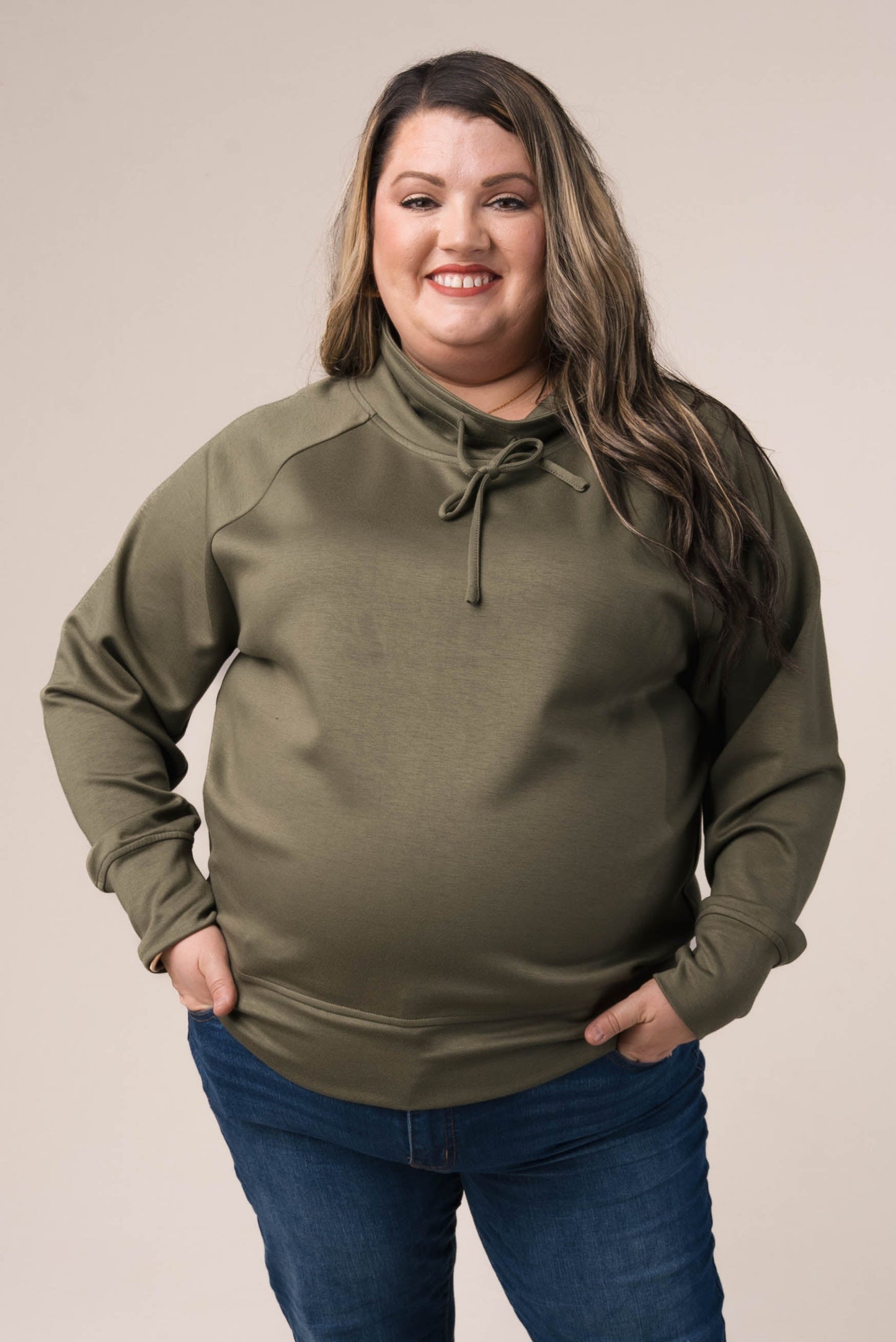 Drawstring Cowl Neck Pullover *Final Sale*