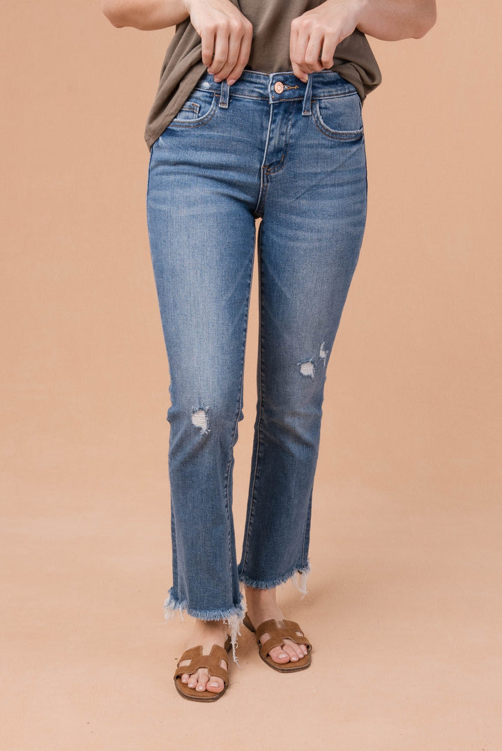 Flying Monkey | Stacie Mid Rise Ankle Bootcut Jeans