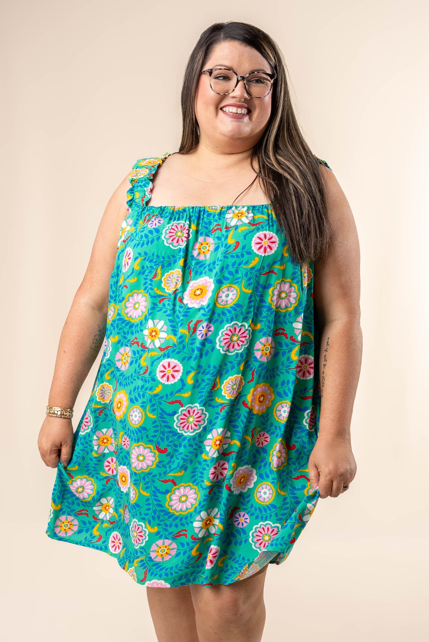 Floral Ruffle Shoulder Dress *Final Sale*