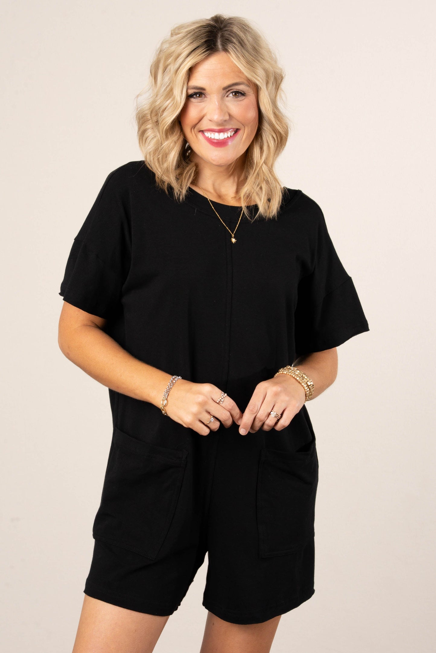 Reversible T-Shirt Romper in Black