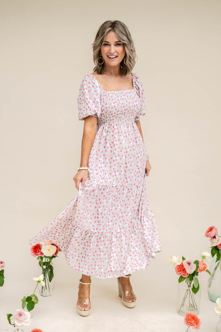 Floral Square Neck Maxi Dress