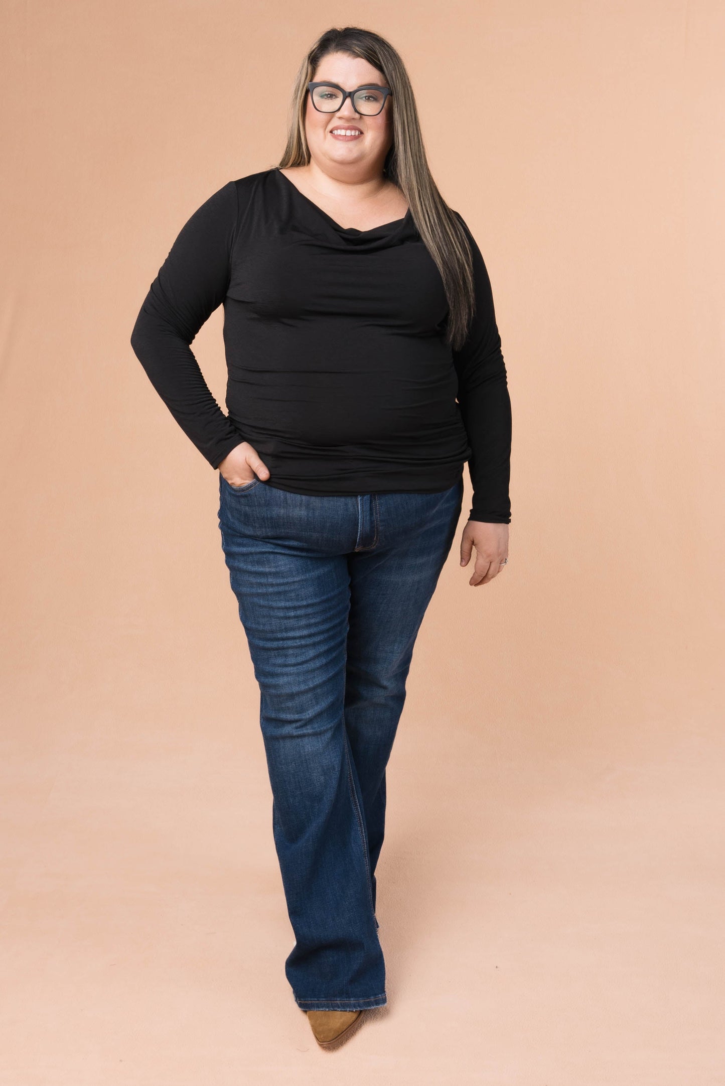 Draped Neck Ruched Side Top *Final Sale*