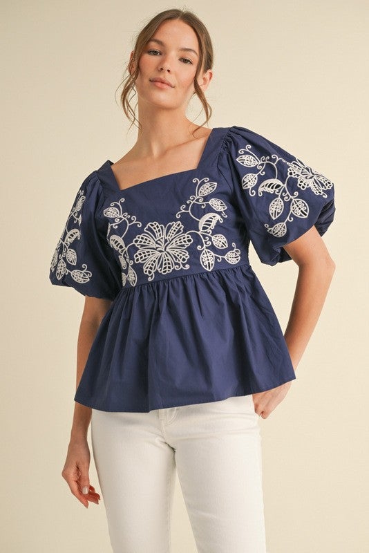 Cotton Embroidered Baby Doll Top