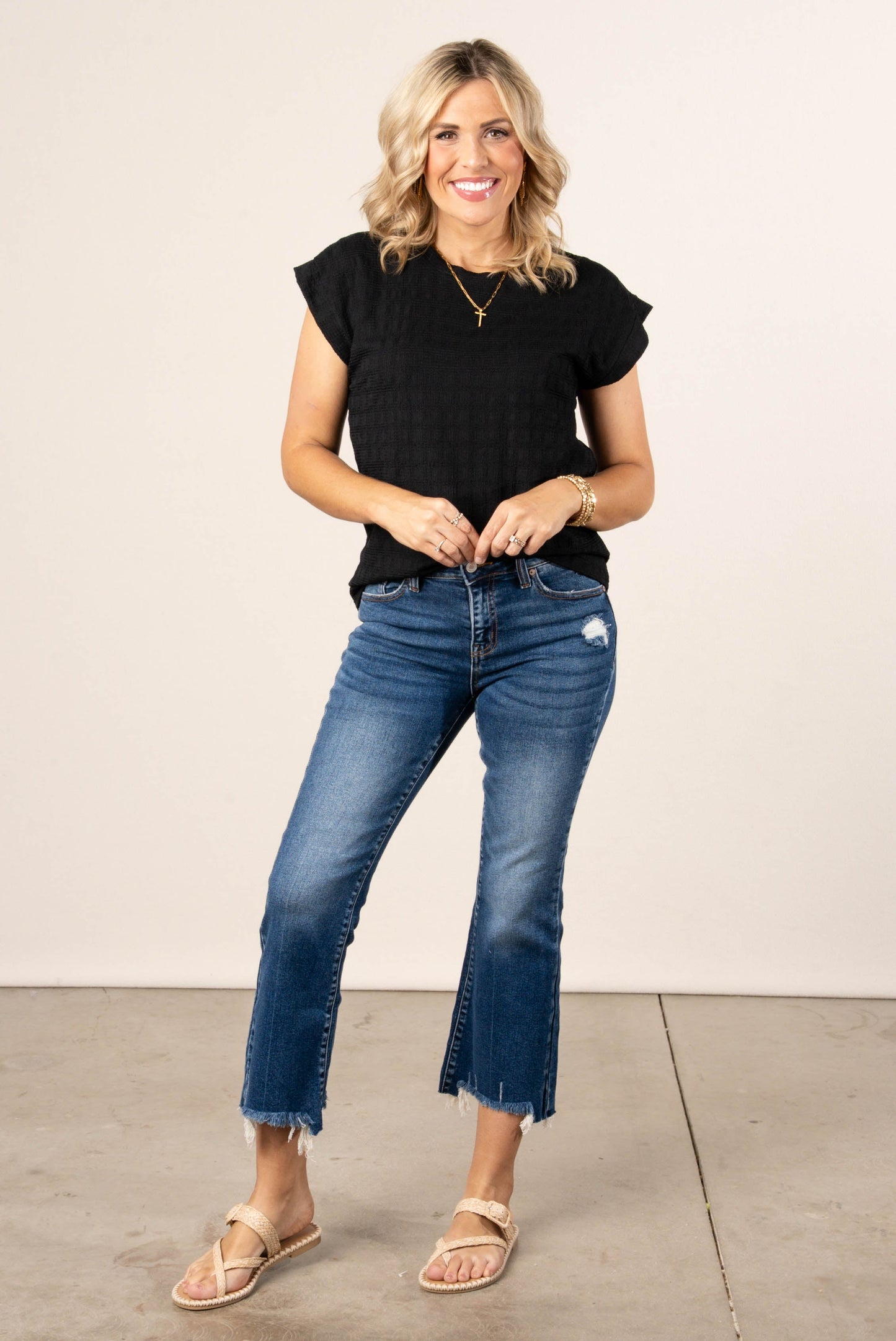 Textured Cap Sleeve Top