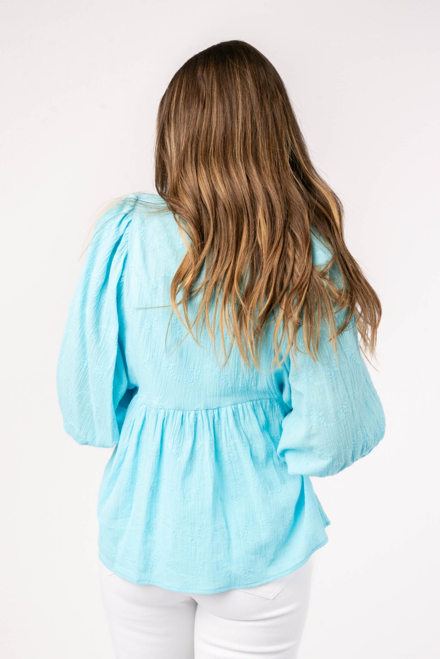 Floral Eyelet Tie Front Blouse