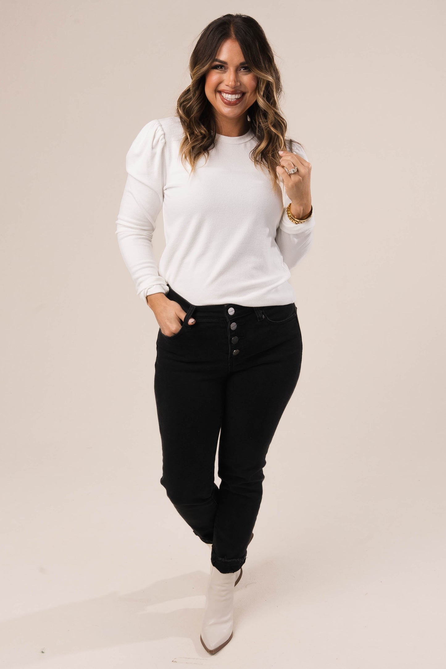 Brushed Puff Shoulder Top