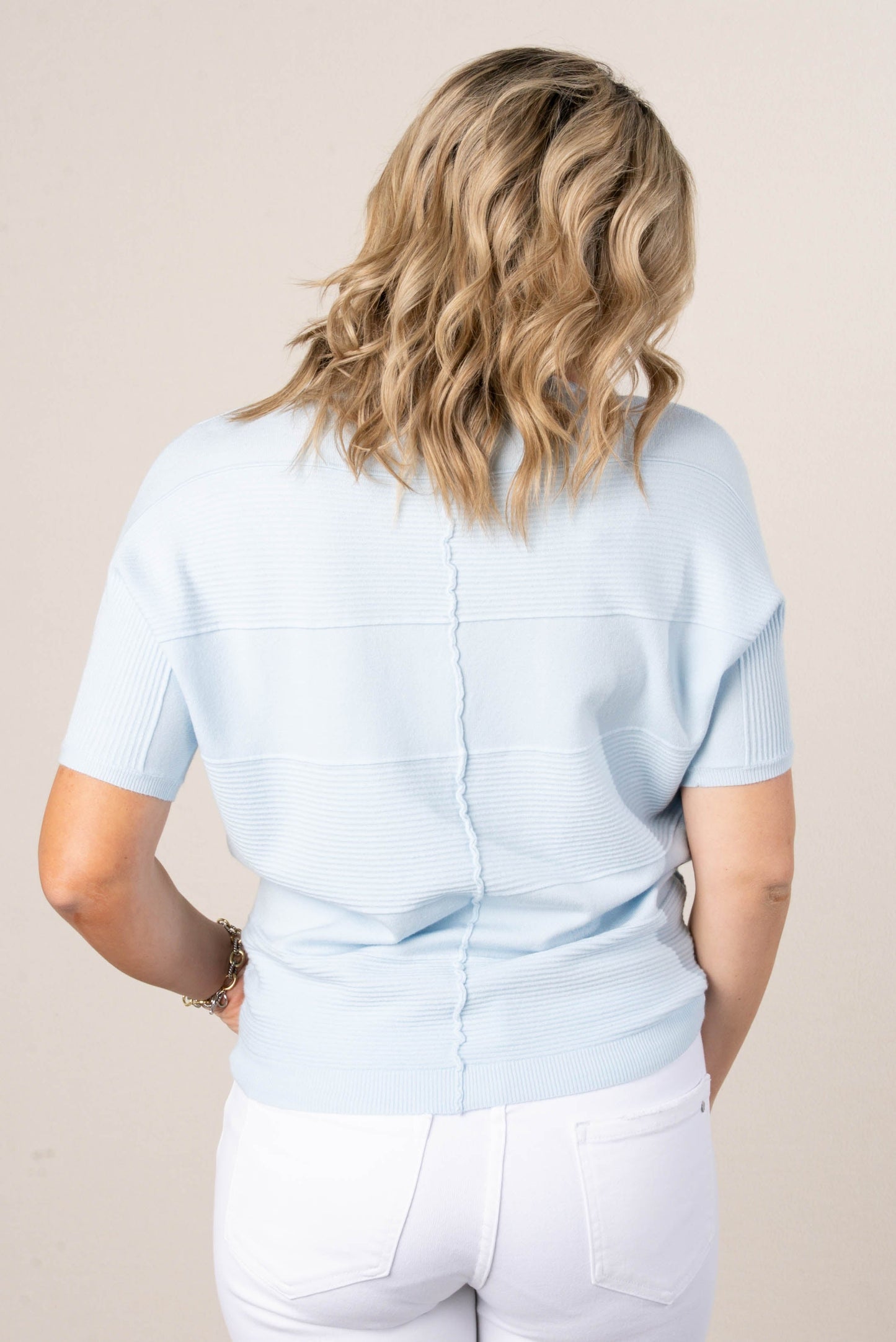 Lightweight Mixed Knit Dolman Sweater