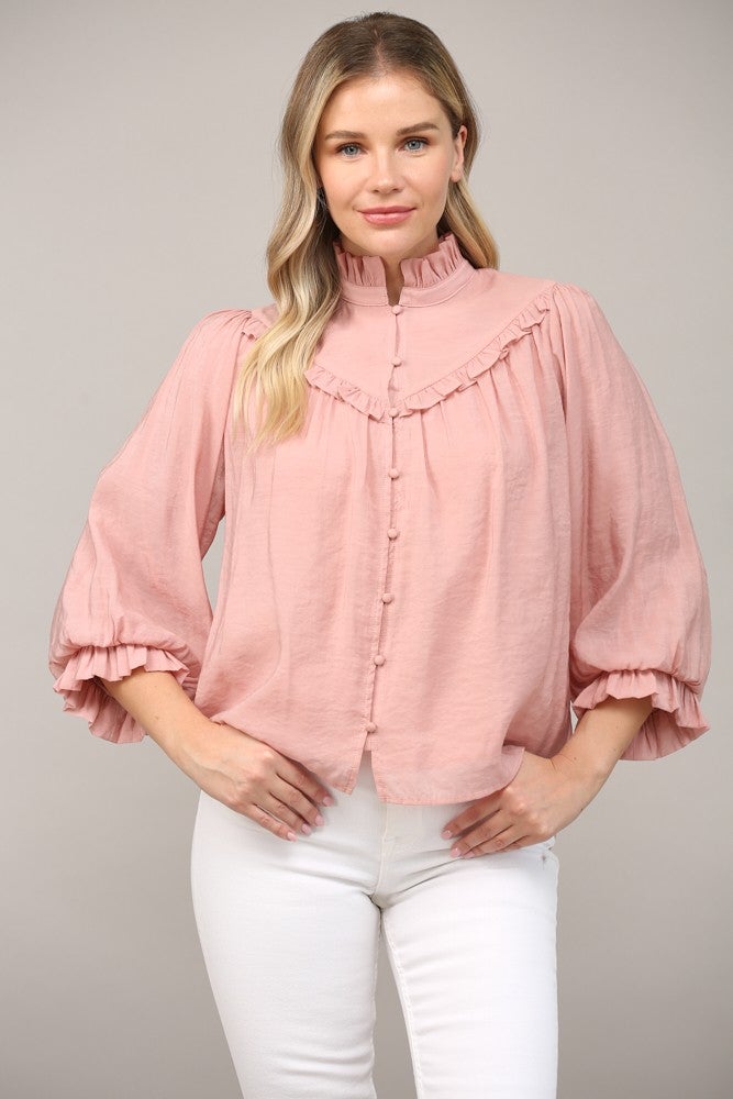 Ruffled Frill Neck Blouse