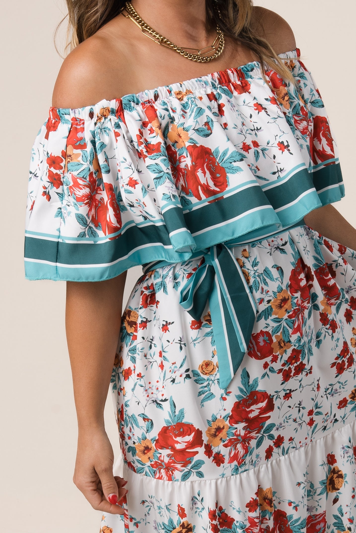 Floral Off Shoulder Maxi Dress