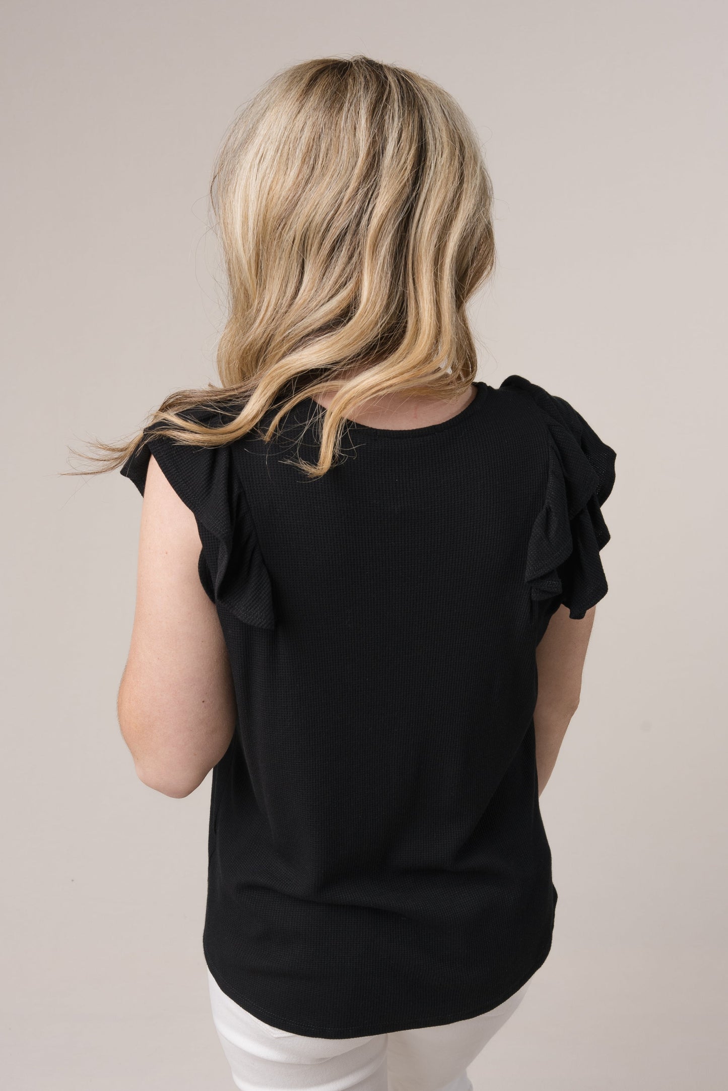 Textured Ruffle Shoulder Top *Final Sale*