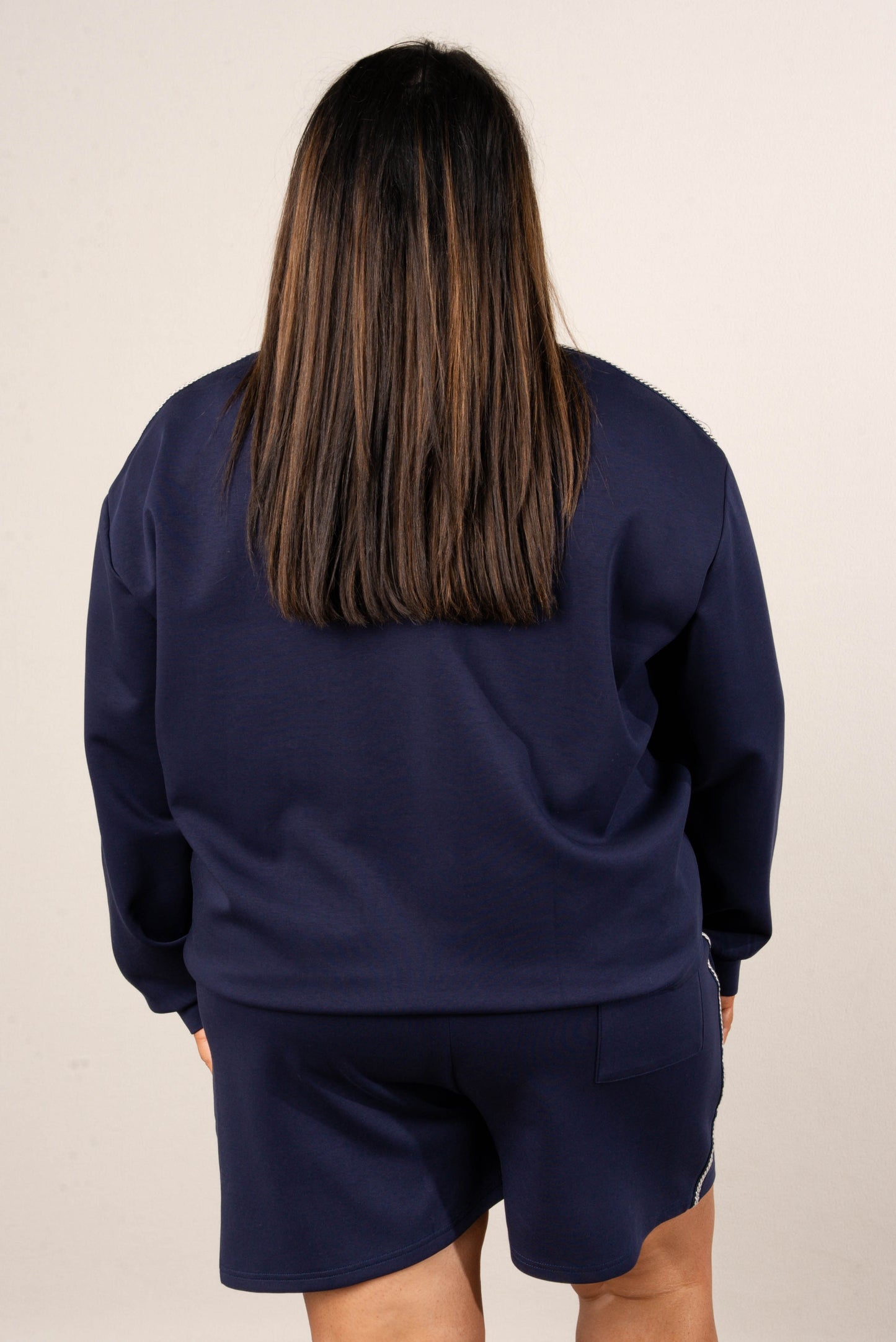 Contrast Stitch Pullover + Shorts Set