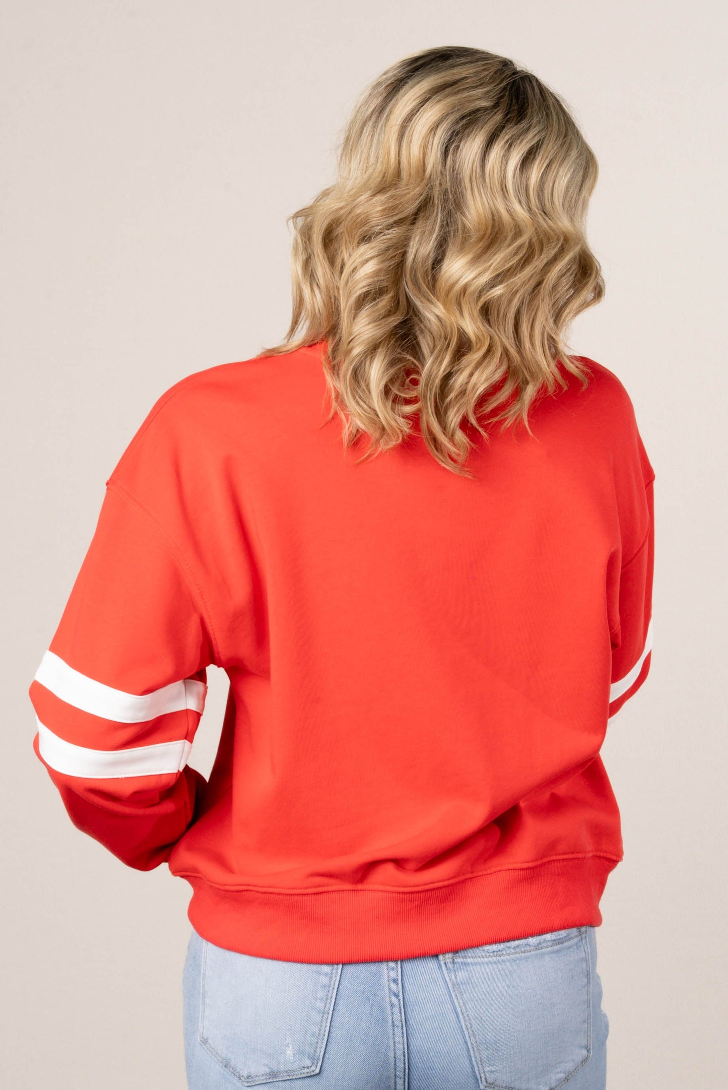 Varsity Stripe Drop Shoulder Pullover
