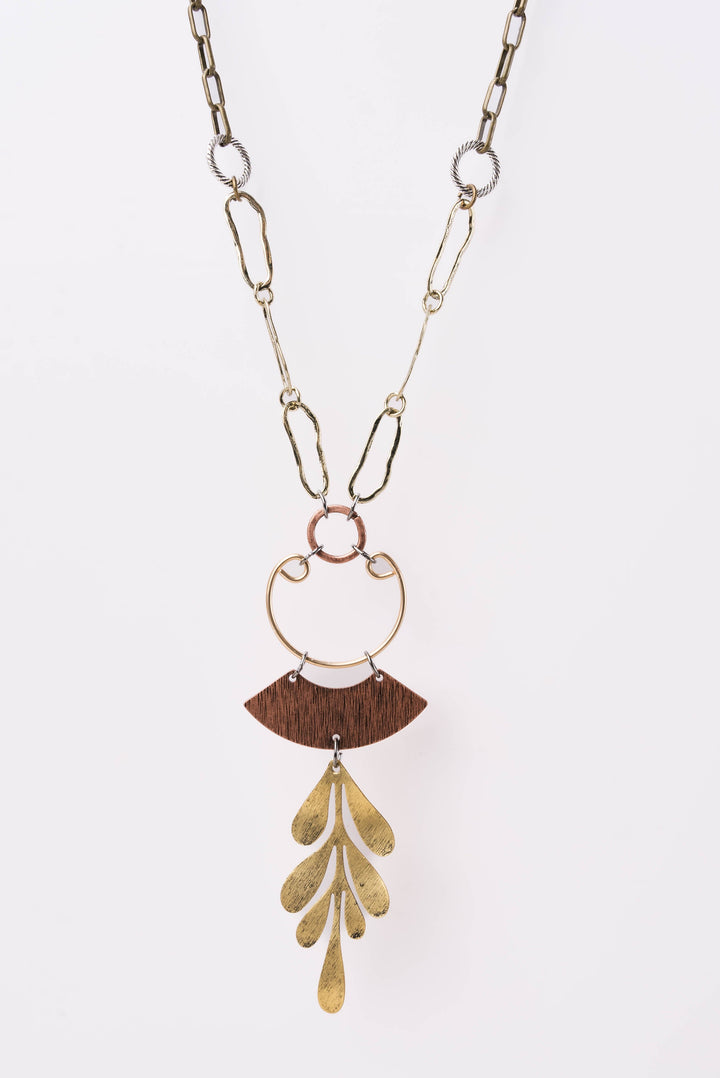 Geo + Flora Dangle Pendant Necklace