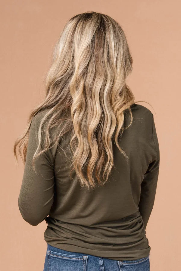 Draped Neck Ruched Side Top *Final Sale*