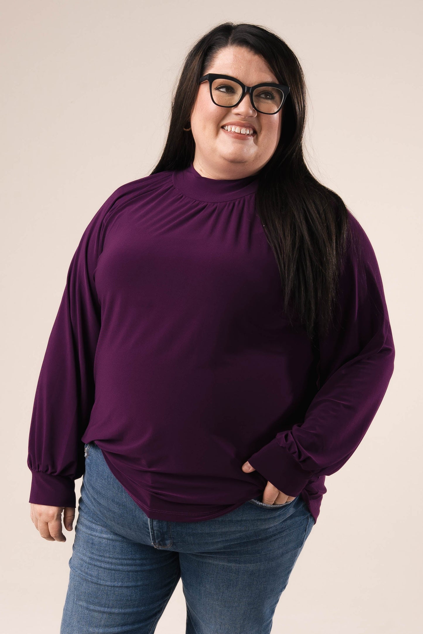 Shirred Mock Neck Top *Final Sale*