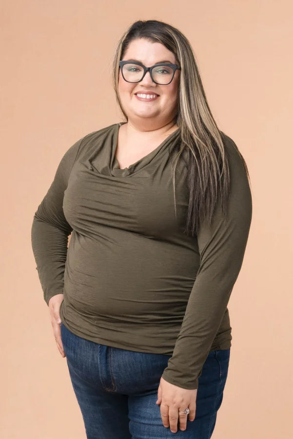 Draped Neck Ruched Side Top *Final Sale*