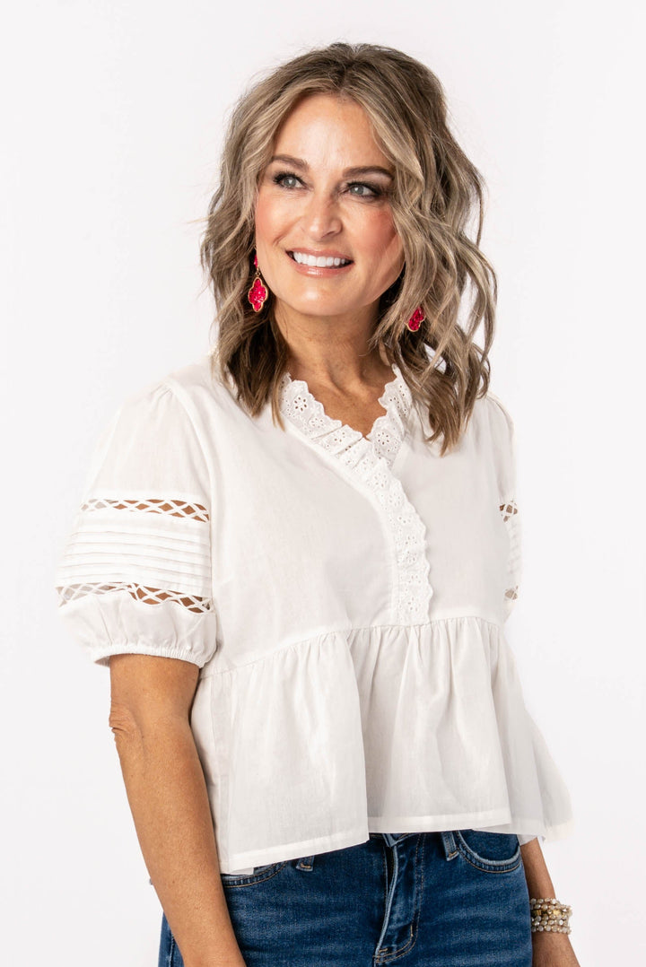 Ruffled Lace Peplum Top