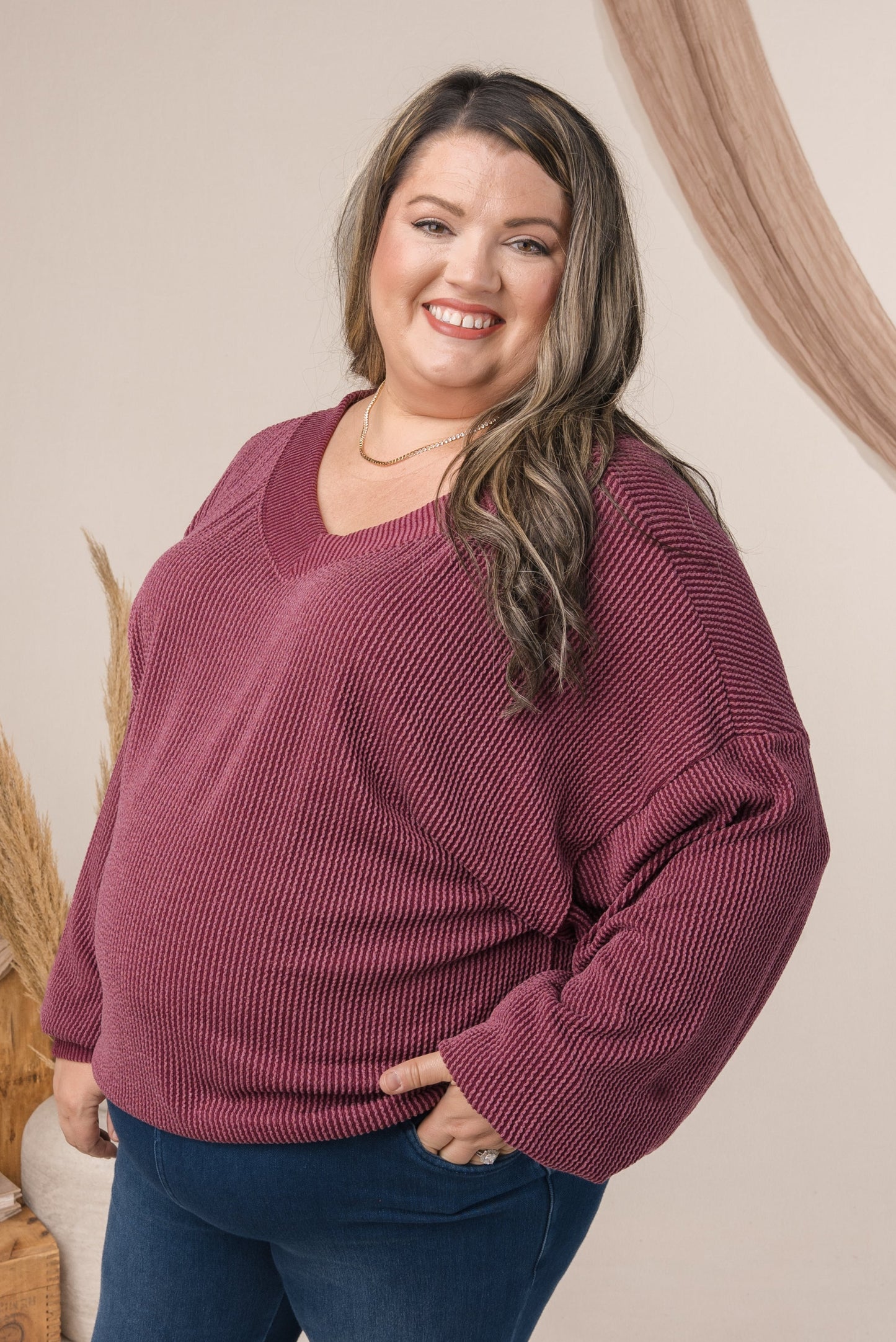 Ribbed Double V-Neck Top *Final Sale*