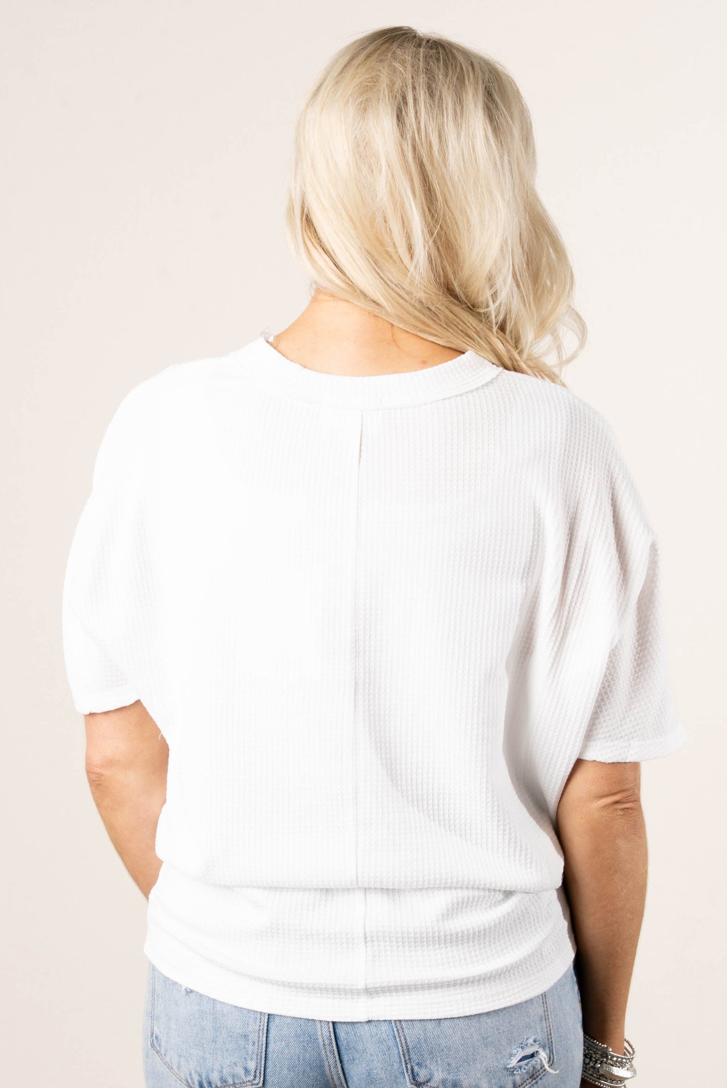 Waffle Knit Dolman Pocket Top