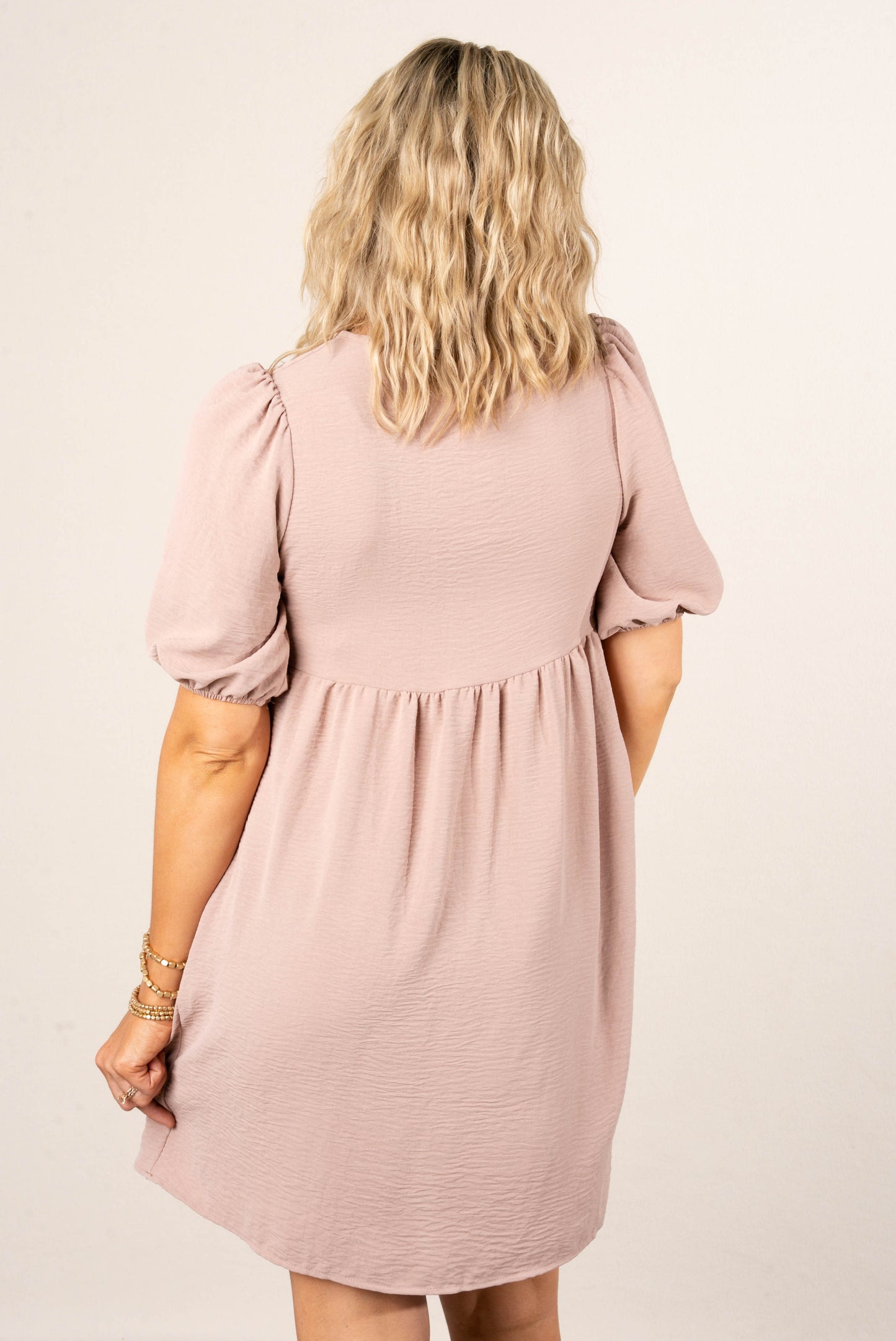 Crinkled Bow Front Babydoll Dress