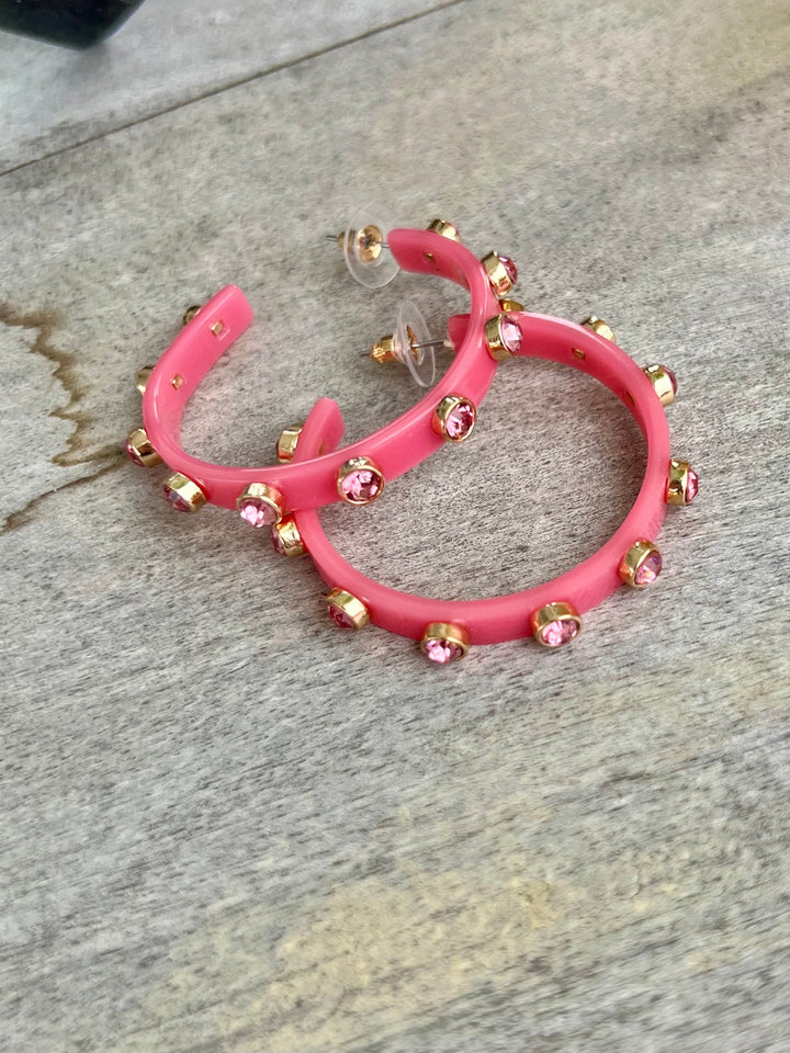 CZ Resin Hoop Earrings