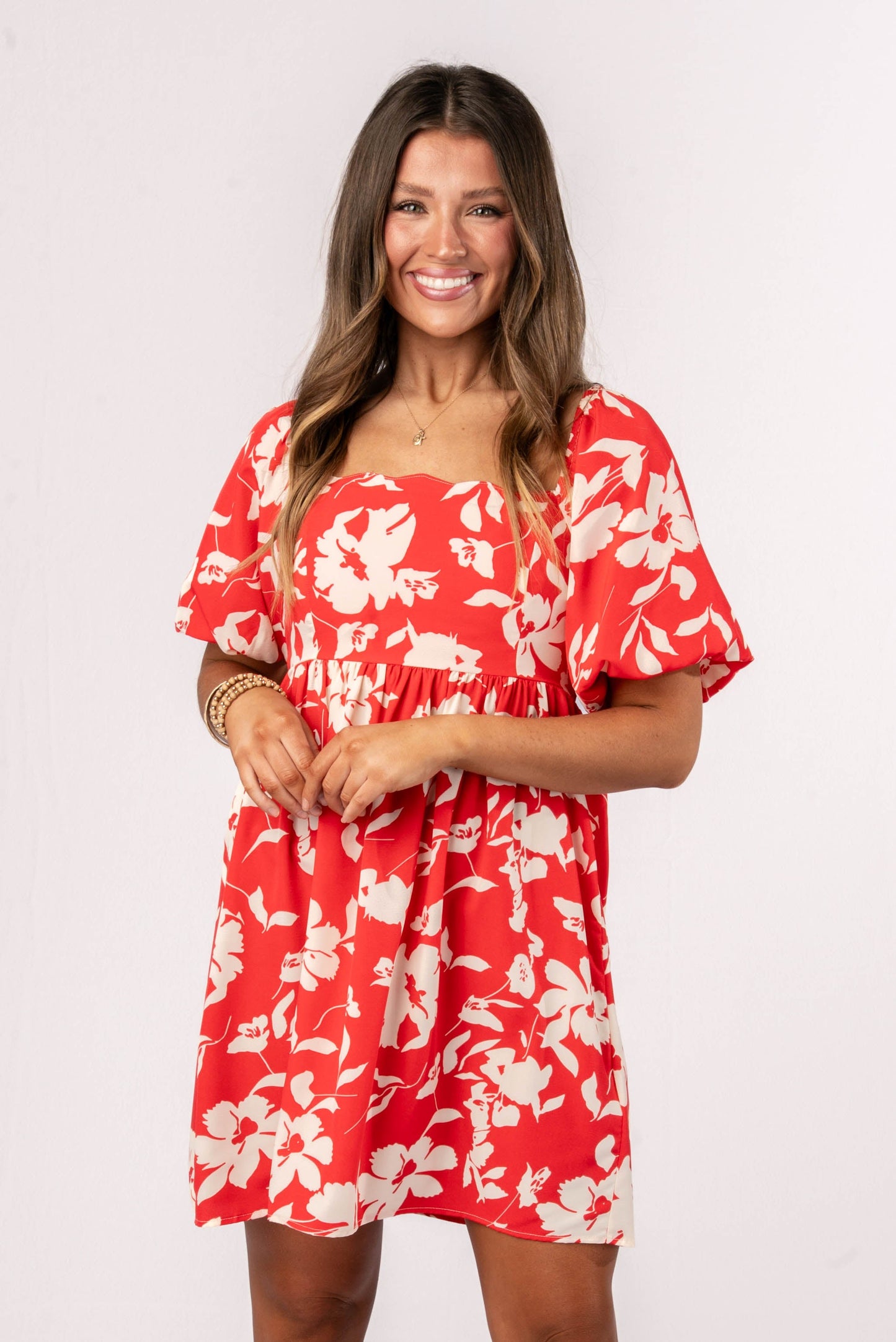 Floral Scallop Neck Dress