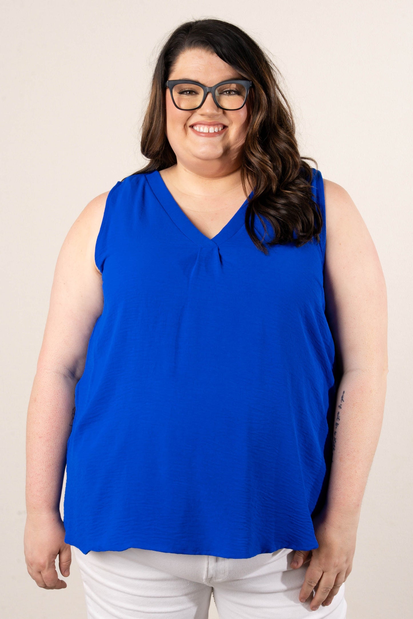 Pleat Front Sleeveless Blouse *Final Sale*