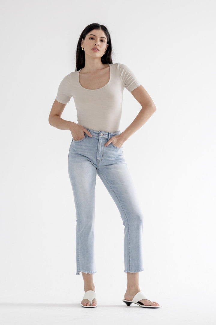 Mica Denim | Dani High Rise Crop Straight Leg Jeans