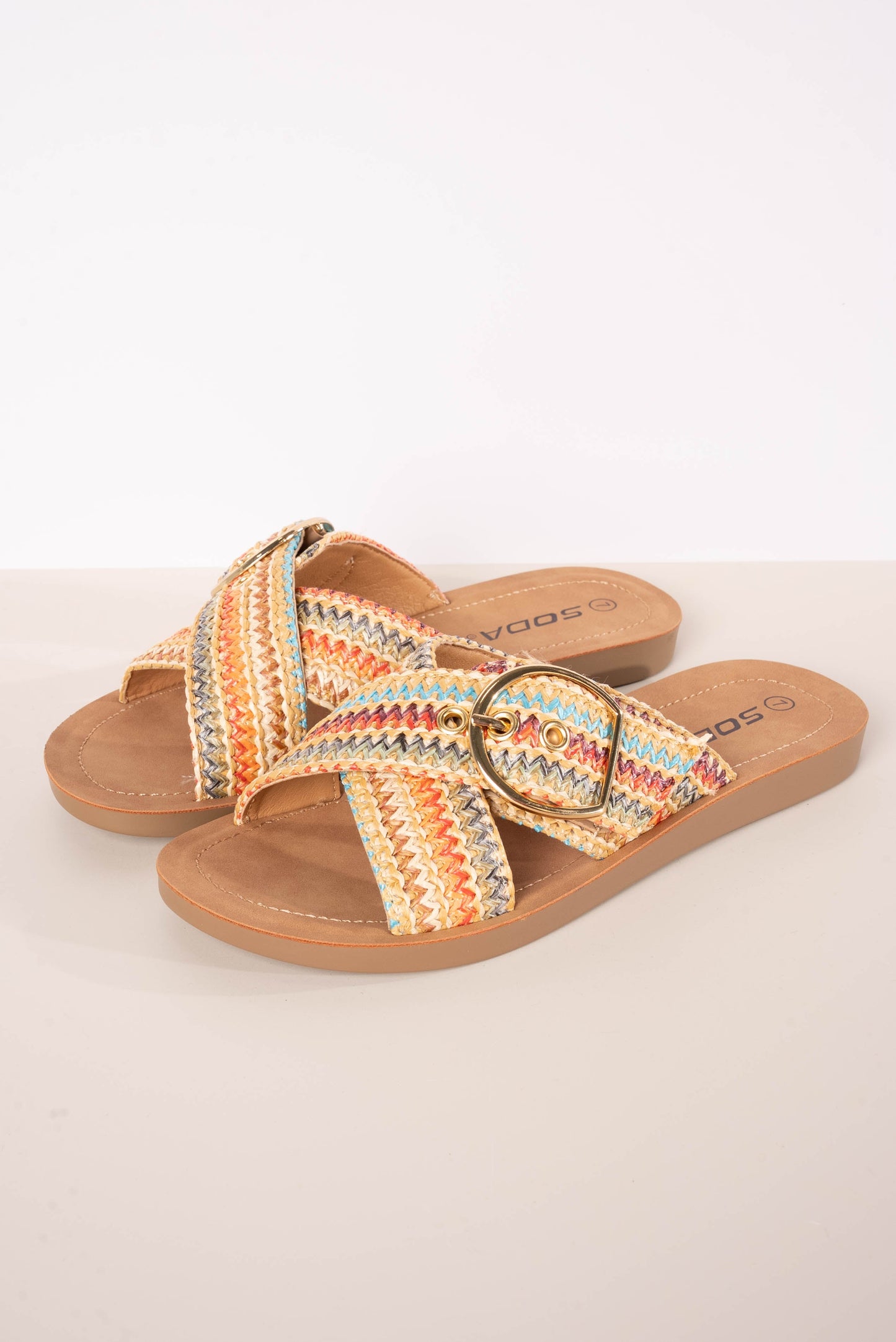 Graphic Raffia Slide Sandal