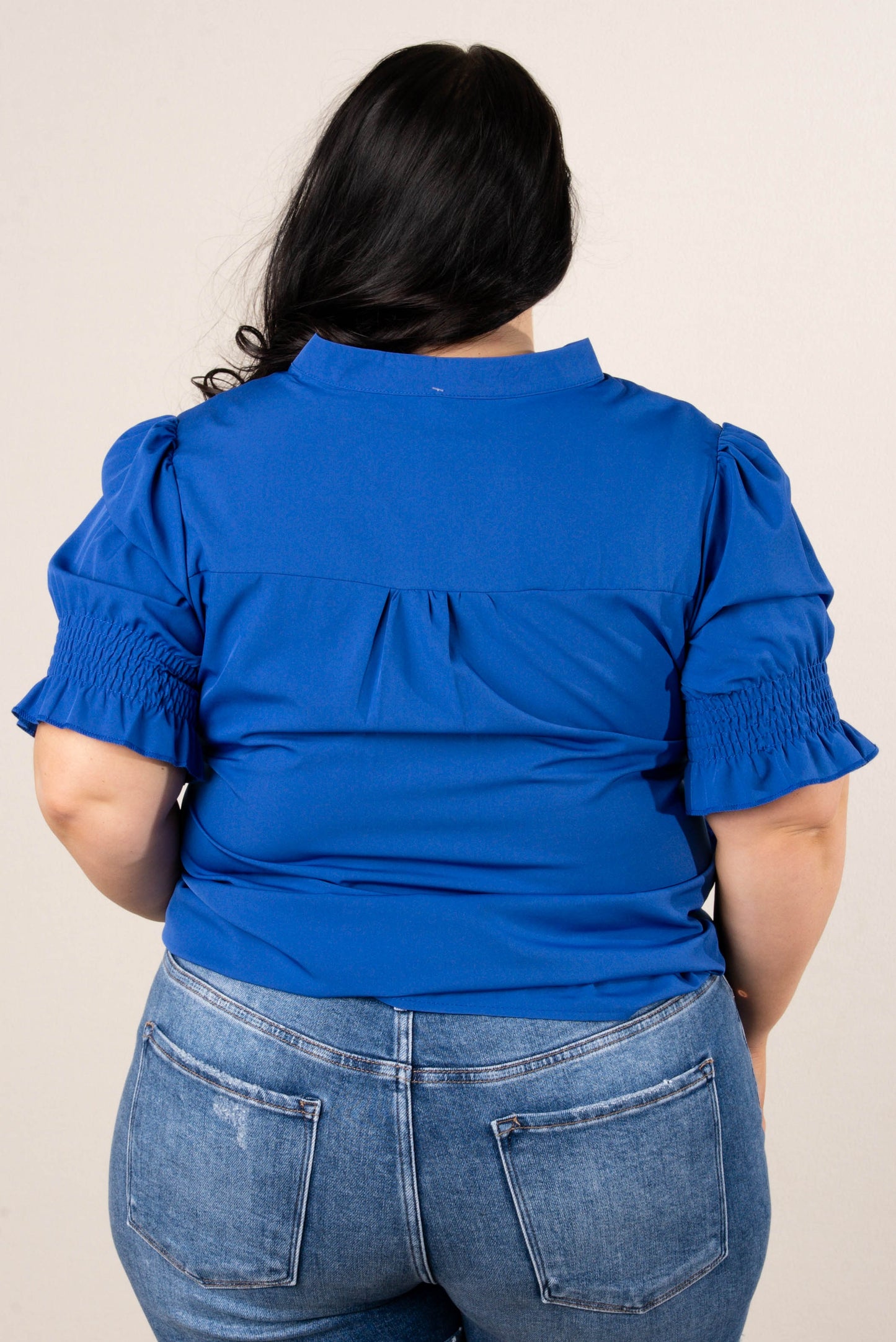 Pleat Front Smocked Sleeve Blouse *Final Sale*