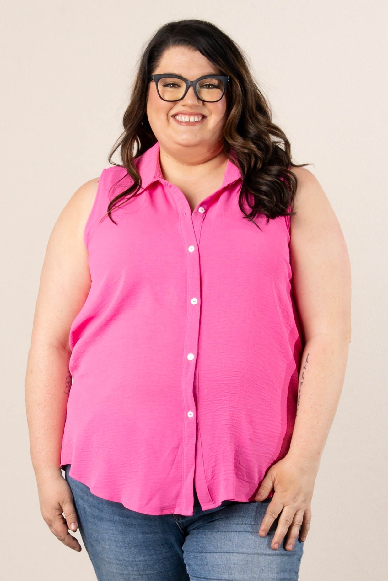 Crinkle Knit Sleeveless Shirt