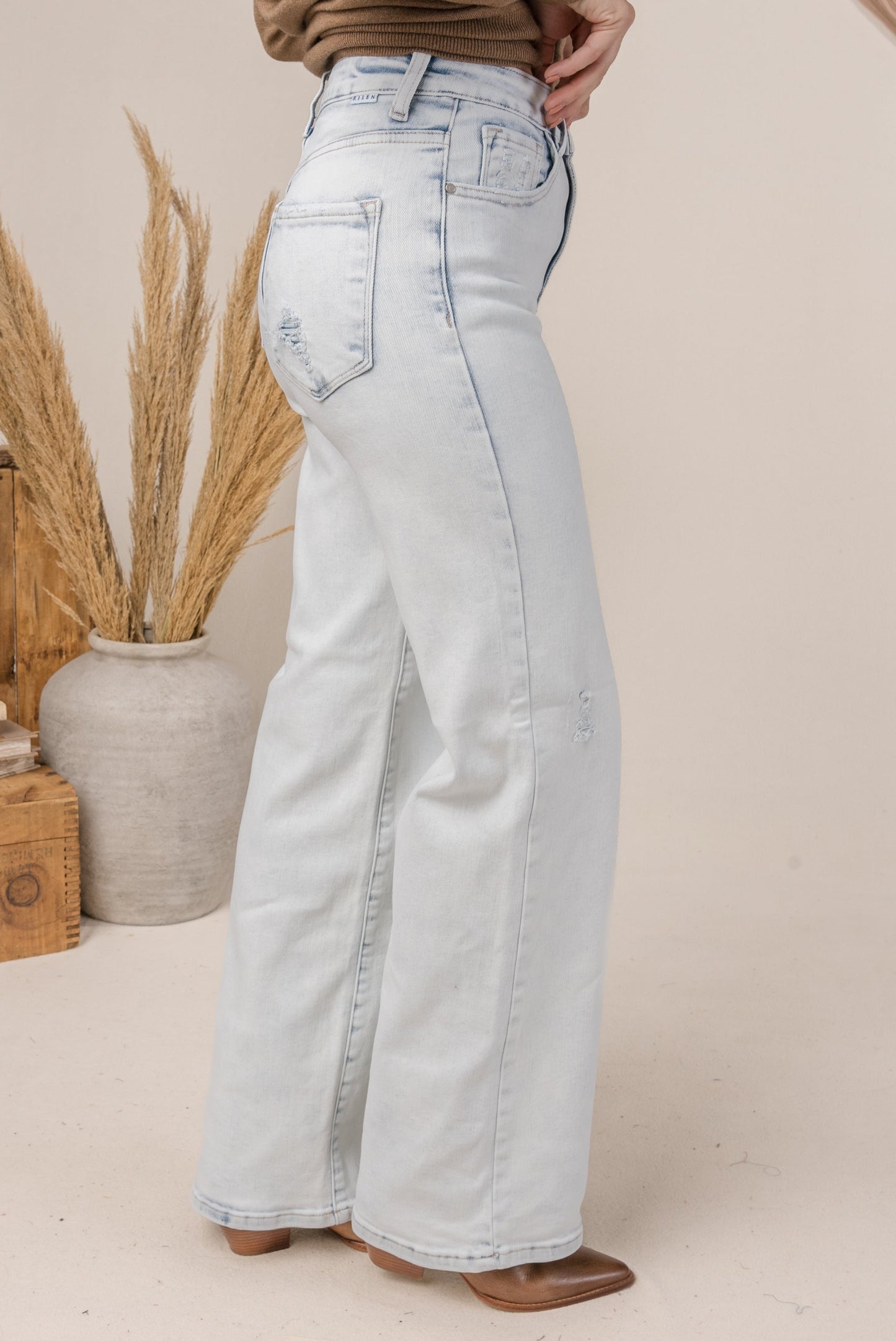 Risen Denim | Julia High Rise Acid Washed Wide Leg Jeans