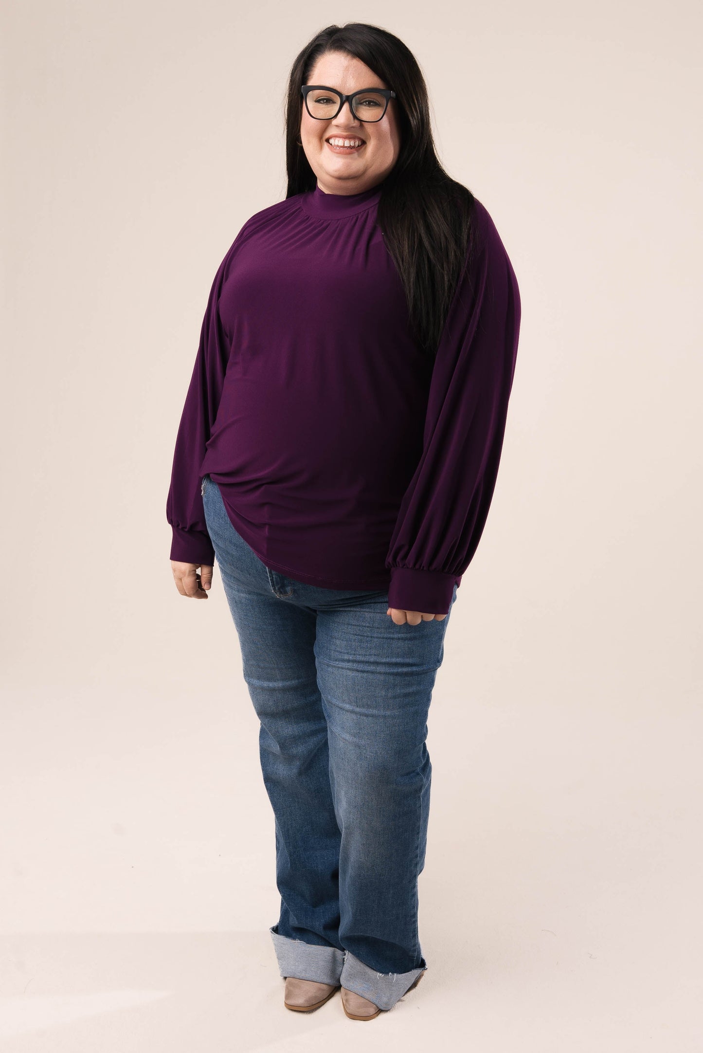 Shirred Mock Neck Top *Final Sale*