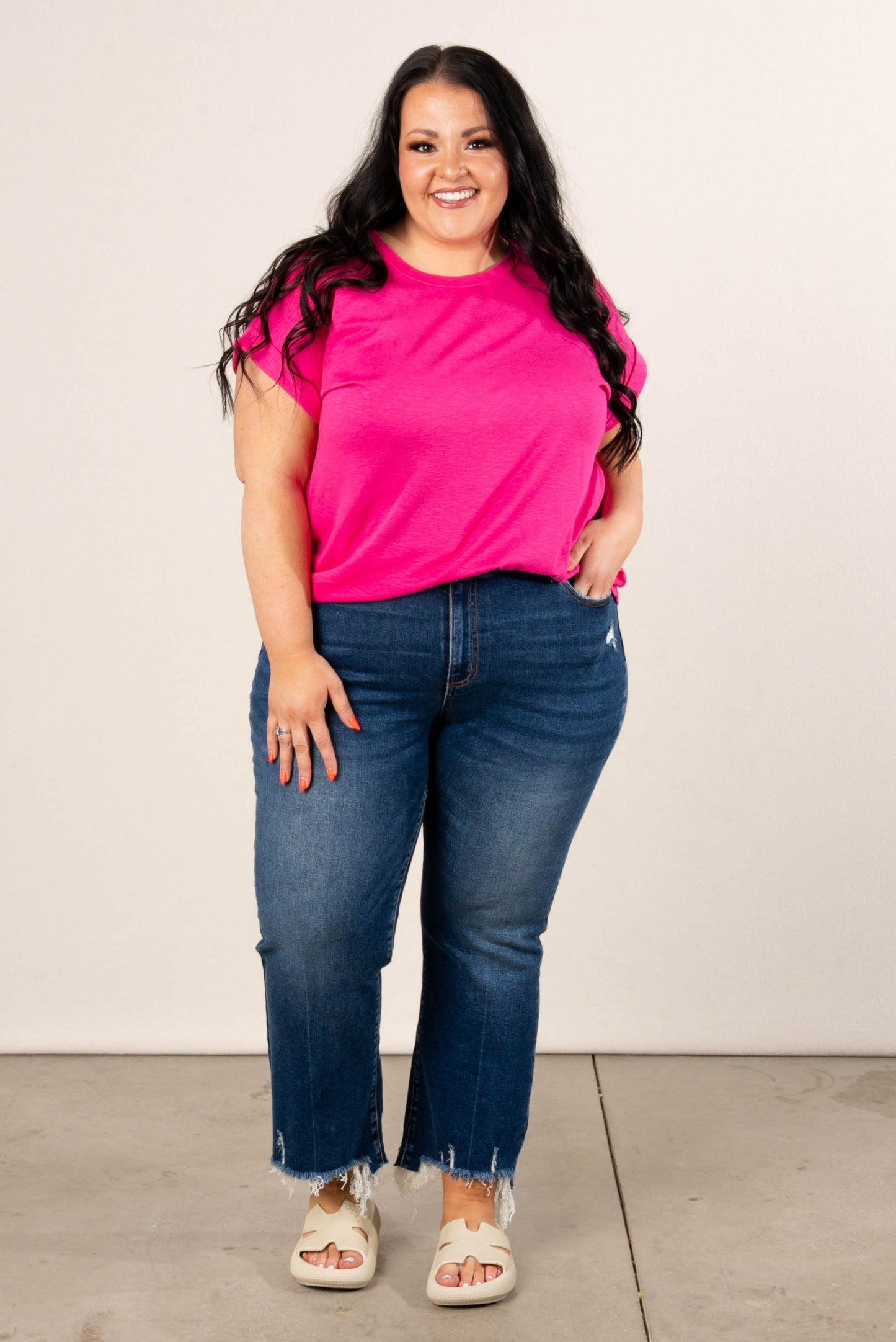 Slub Knit Cuffed Sleeve Top