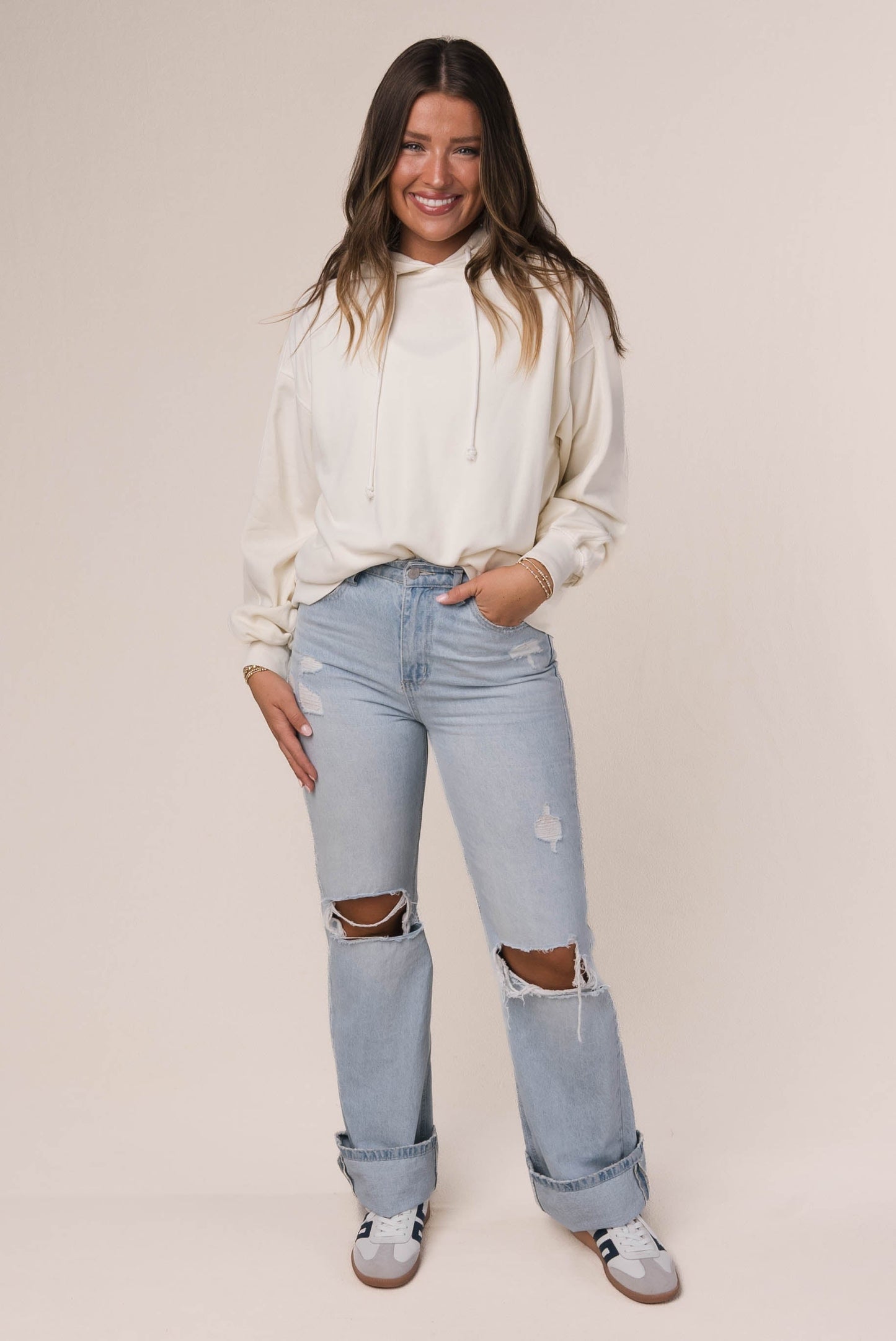 Washed Seamed Hooded Pullover