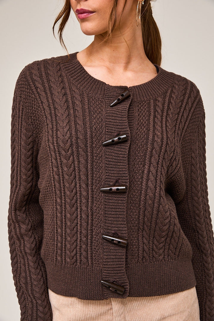 Cable Knit Toggle Cardigan