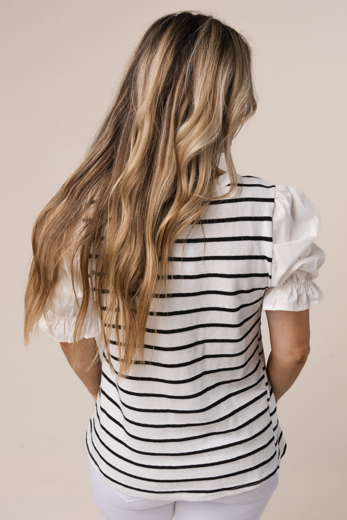 Striped Contrast Sleeve Top *Final Sale*