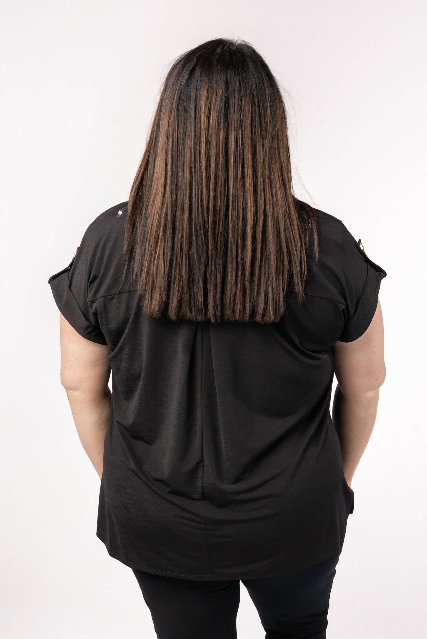Liz Solid Short Tab Sleeve Top