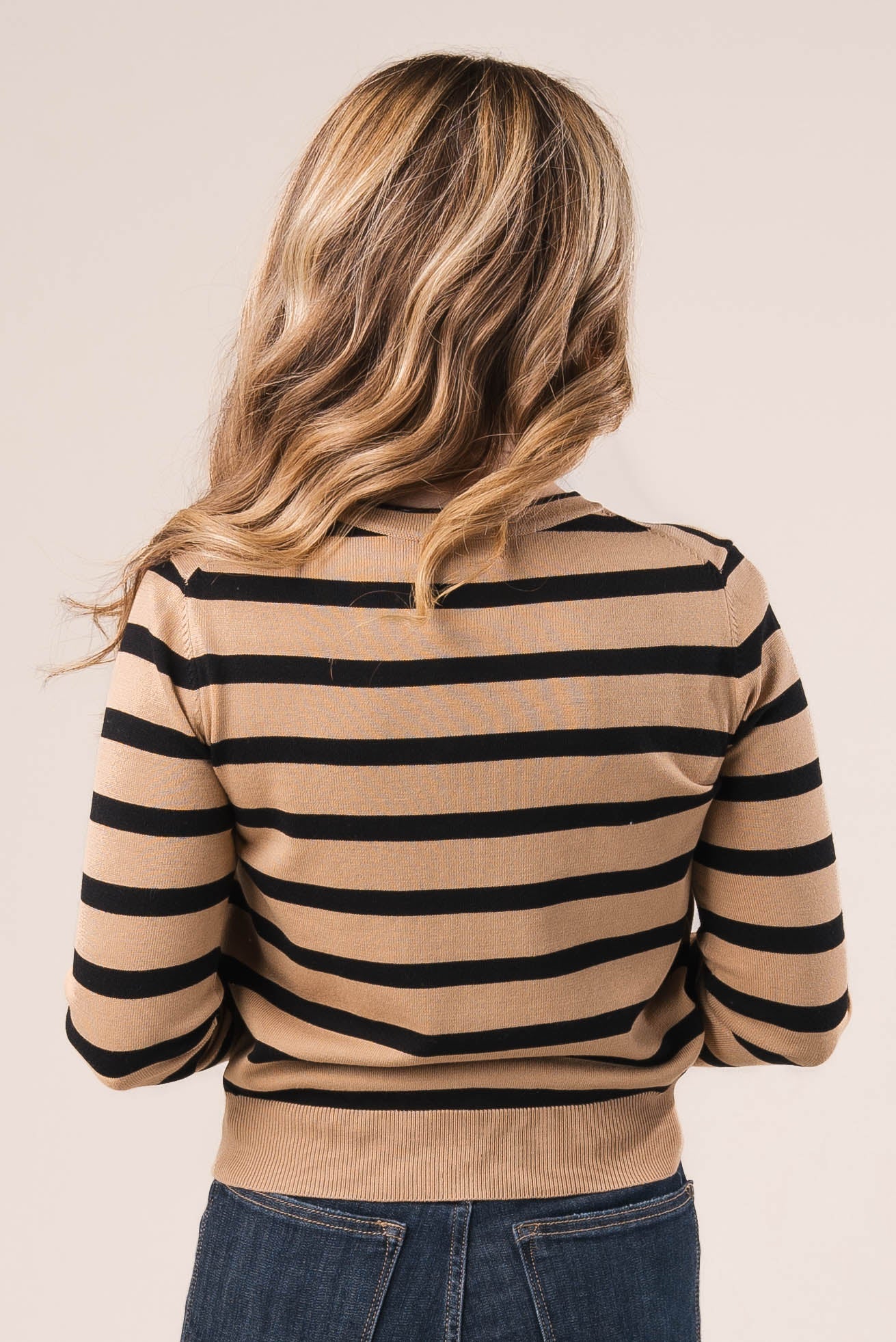 Striped Gold Button Sweater Cardigan