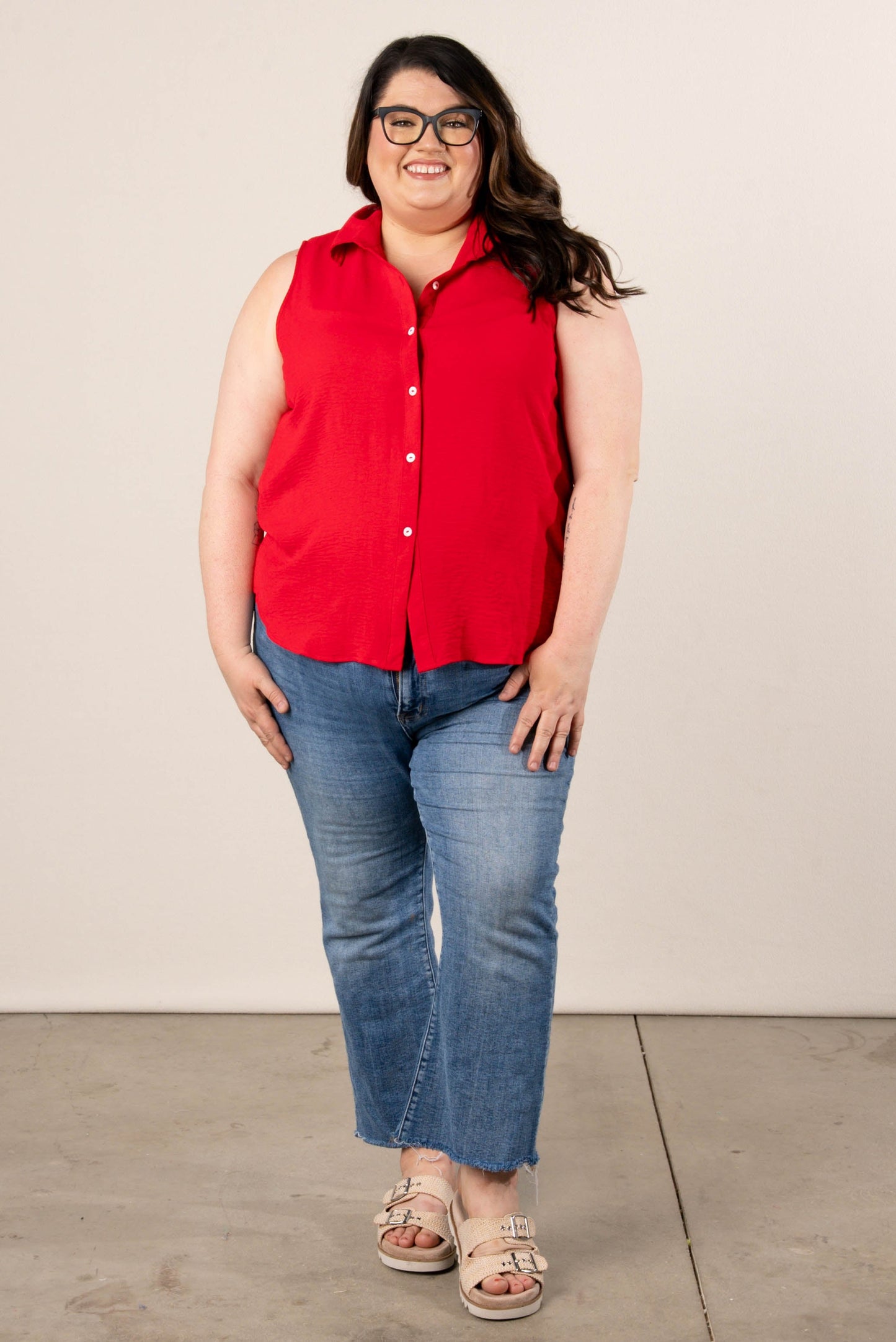 Crinkle Knit Sleeveless Shirt