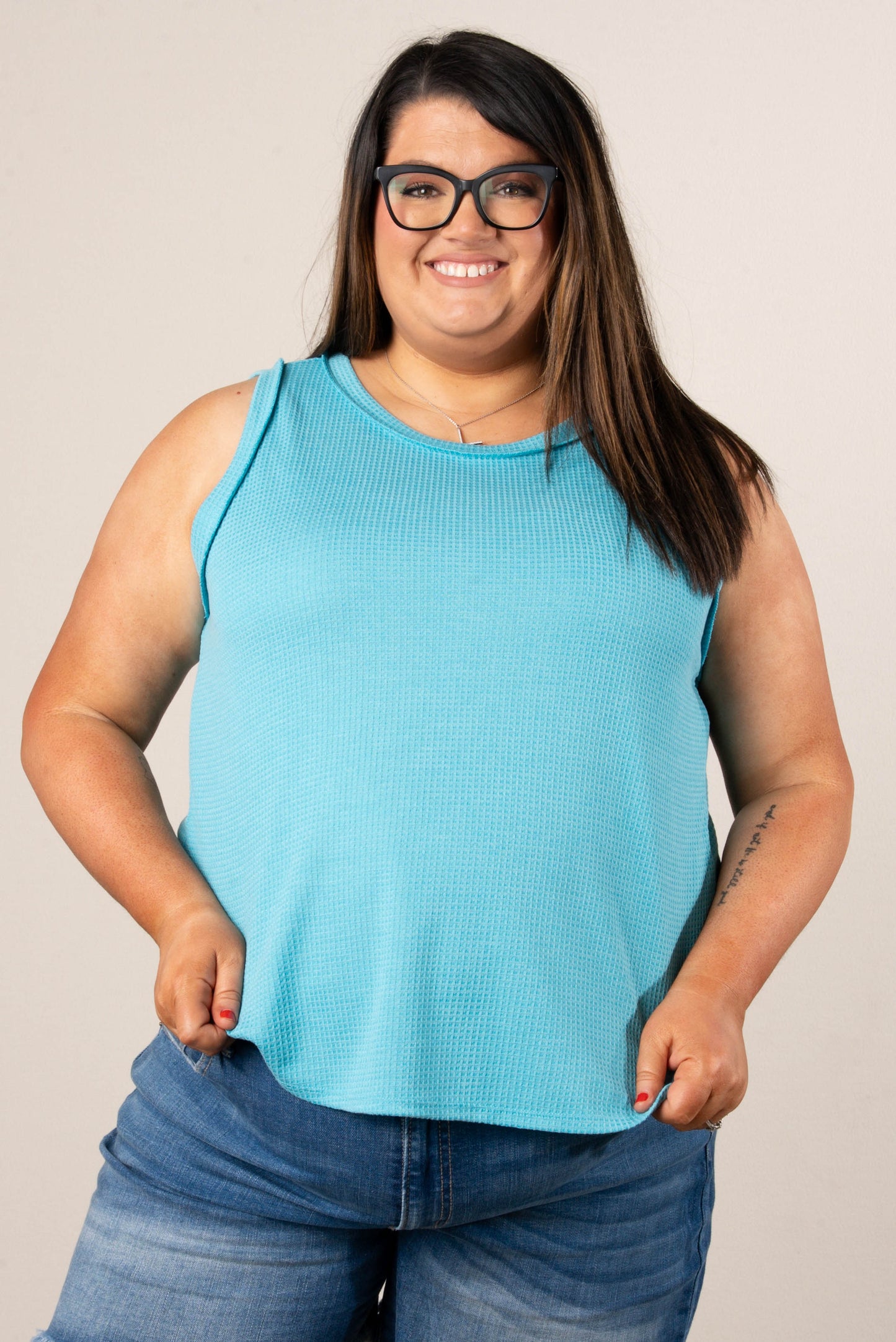 Waffle Knit Round Neck Tank *Final Sale*